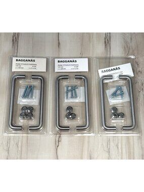 Lot 3 IKEA 2pks 5-5/8" Stainless Steel BAGGANAS Cabinet Handle Pulls 703.384.18